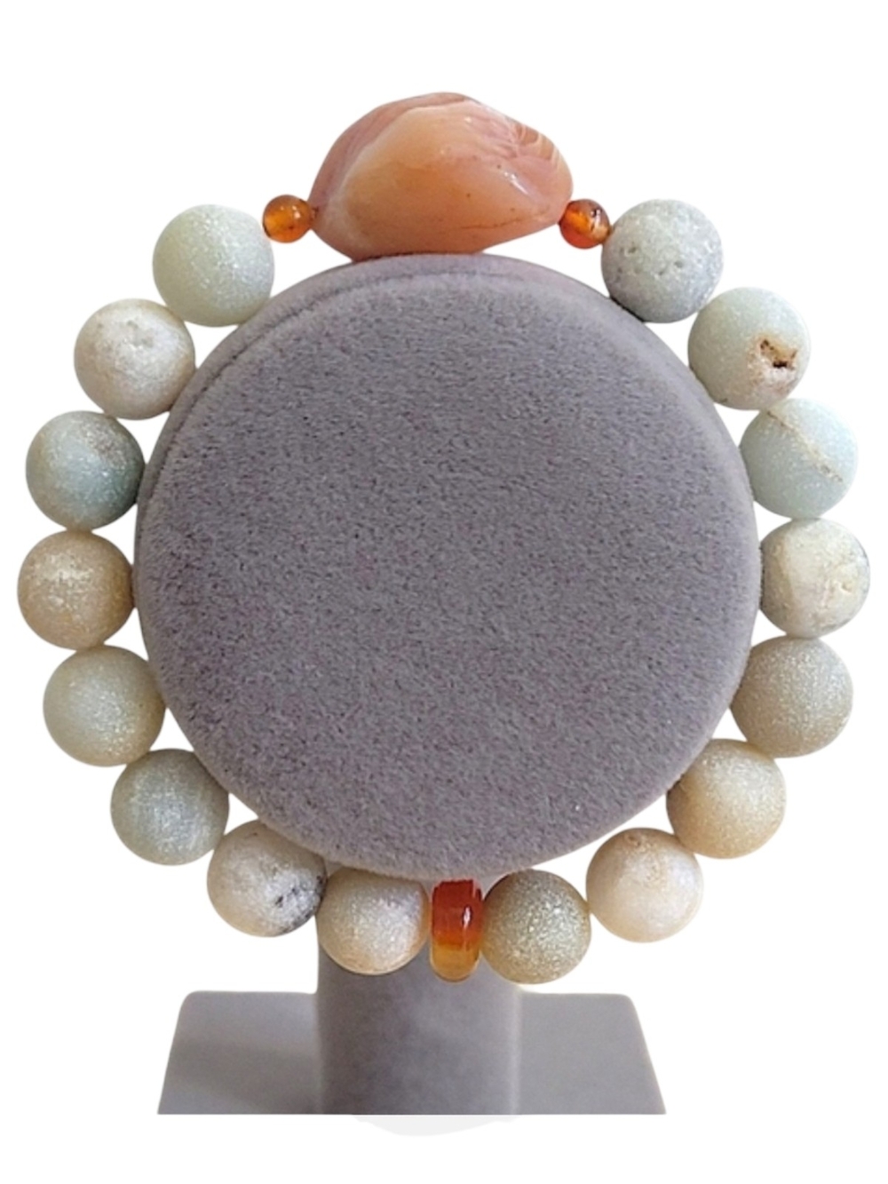 Hand Crafted Amazonite Carnelian Bracelet Matte Raw Stones Size 7.5 in - 8 in